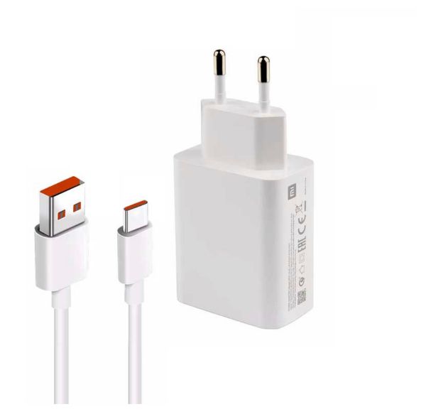 تصویر  شارژر شیائومی 33w واتی به همراه کابل تبدیل USB-C مدل(33W TURBO CHARGED)