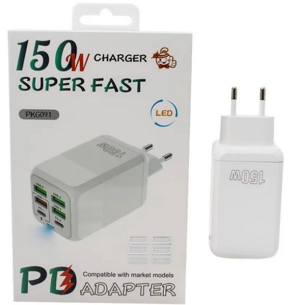 تصویر  شارژر دیواری 150 وات مدل ADC-PD006 (هاب شارژر) سوپر فست