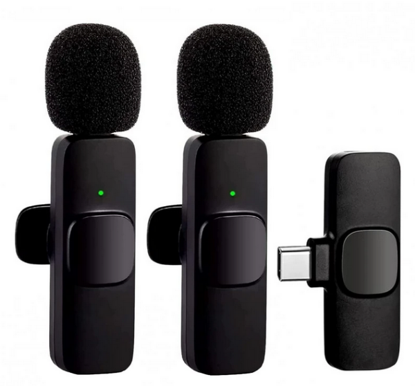 تصویر  میکروفون بی سیم 2 کاربره K9 ( آیفون + تایپ سی)